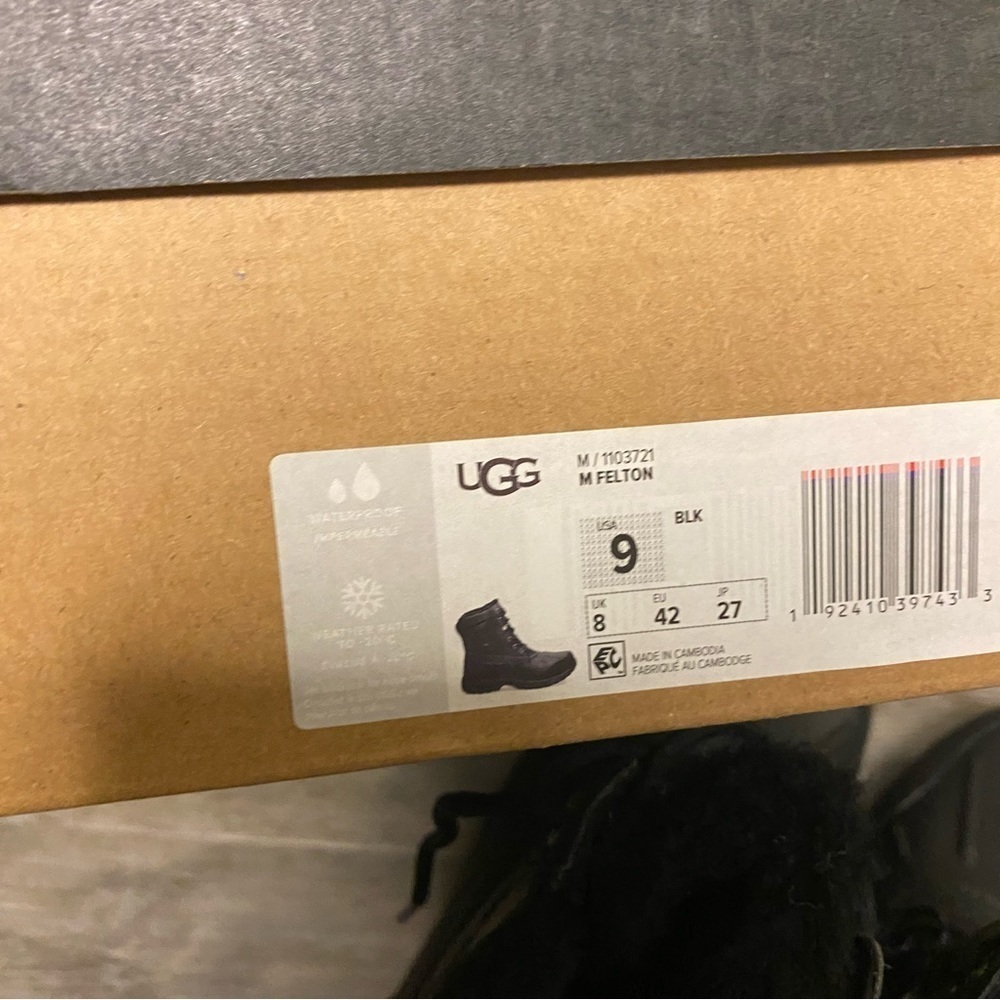 UGG | Men’s Felton Waterproof Snow Boots Black Size 9 NEW - Picture 8 of 10